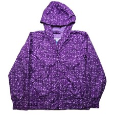 Columbia Omni Shield Jacket Girls 10 12 Purple All Over Print Hooded Rain Wind