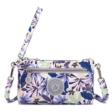 RFID Printed Wristlet Wallet for Women, Small Crossbody Purse, Nylon Clutch B...