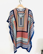 Trina Turk Theodora Women's Caftan Mini Dress Silk Multi Vacation Resort Luxury