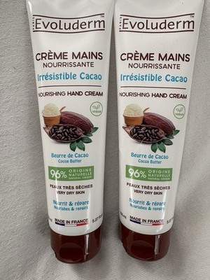 NEW Evoluderm Moisturizing Hand Cream Cocoa Butter 5.07 Ounce Made France 2 Pack