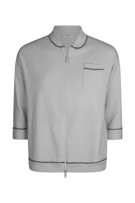 Brunello Cucinelli Kaschmir Strickjacke Pullover mit Monli Dazzling Rippstrick L