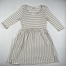 Vintage Forever 21 Dress Womens Large Striped Babydoll Midi Linen Y2K Made USA