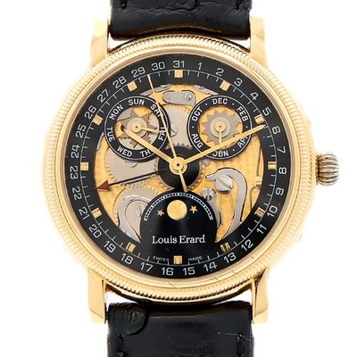 Louis Erard Triple Calendar Moon Phases 82.0798 Skeleton Black YGP Men Automatic