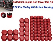 62x Engine Bolt Caps Cover Red For Harley Touring Road King Street Glide 17-2026 62x Engine Bolt Caps Cover Red For Harley Touring Road King Street Glide 17-2026