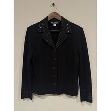 St. John Evening by Marie Gray Black Knit Sequin Blazer Jacket Size 10