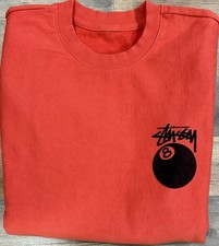 Stussy 8 Ball Logo Red Men's Cotton Fleece Crewneck Pullover Sweatshirt sample