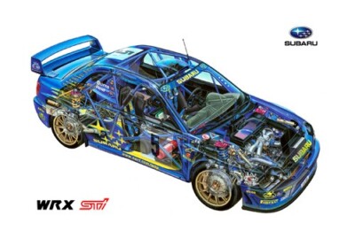 Subaru Impreza WRX STI Rally Car Cutaway Poster Brochure A3!! | eBay
