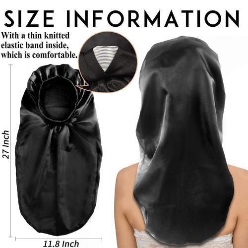 2Pcs Long Satin Bonnet Sleep Cap,Extra Large Braids Bonnets for Sleeping,Long... - Picture 2 of 7