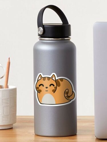 Cute Loaf Cat Kawaii Orange Vinyl Sticker 3.5 inches Matte Handmade - Picture 2 of 2