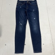 Maurice  s Ever Flex Blue Skinny Denim Distressed Stretch Jeans Womens Size 8 Reg
