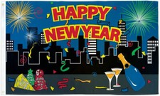 Happy New Year Flag 3x5ft NYE 2020 New Years Flag Holiday House Flag Decor 100D