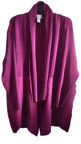 Catherines  Open Front  Cardigan Pink Crinkle Rib… - image 1