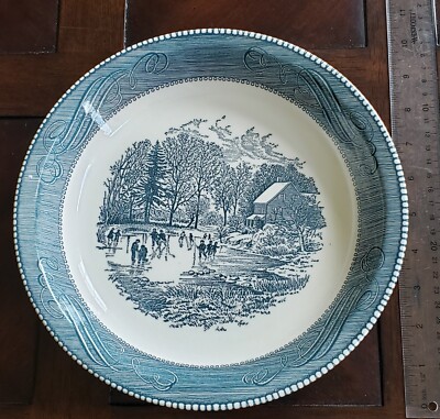 Royal China Currier & Ives Getting Ice, Early Winter, Old Inn Pie Baker Plate