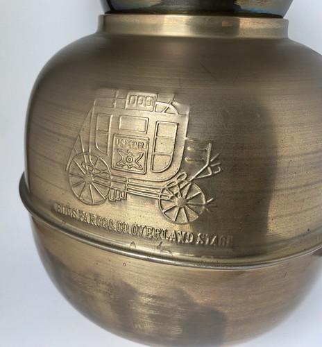 Vtg Wells Fargo & Co Overland Stage Brass Spittoon Hanstai Taiwan - Picture 3 of 22