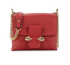 Alexander McQueen Crossbody Purse Twin Skull Chain Leather Bag Small Authentic