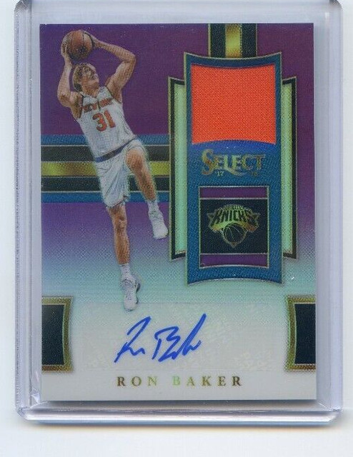 2017-18 Panini Select RON BAKER Game Worn Jersey Relic Auto PURPLE PRIZM /65