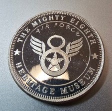 MIGHTY EIGHTH AIR FORCE MUSEUM COMMEMORATIVE 1OZ .999 SILVER MEDAL #1378 87.99 per troy oz