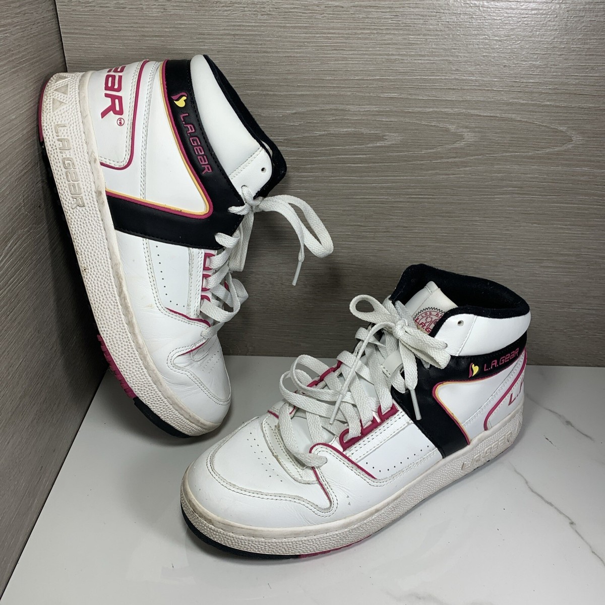 LA Gear Slammer Skechers Street Sneakers Black Pink High Tops Womens  Sz