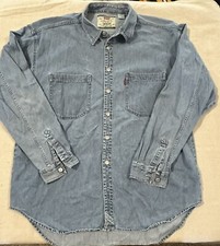 Vintage 90  s Levis Men  s XL Steel Button Denim Shirt - Green Label Red Tab EUC