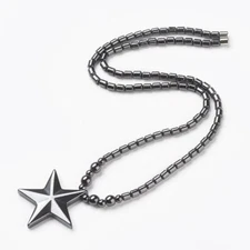 Hematite Non-Magnetic Necklace Mens Womens Unisex Black Star Magnetic Clasp X75 