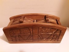 Vintage Handcarved Wooden Coaster Set- 10 Coasters In Box- India