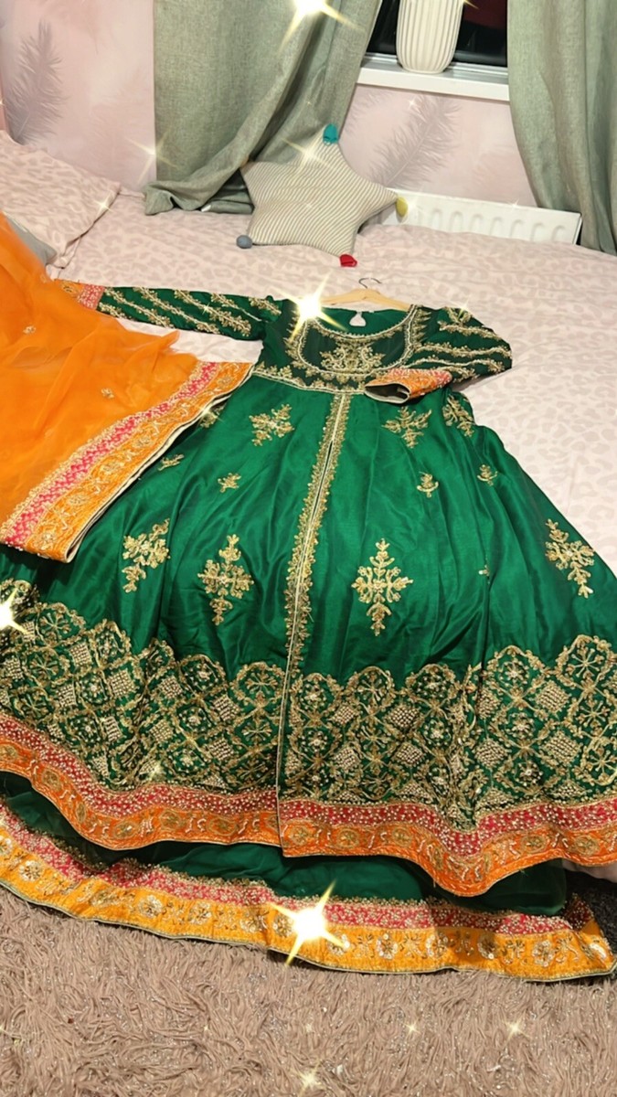green mehndi bridal dress Olive Green Walima Bridal Dress main image 0