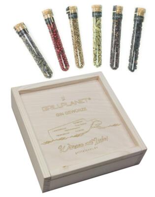 Gin Botanicals Set Gin-Tonic Gewürze in Holzkiste Geschenkbox