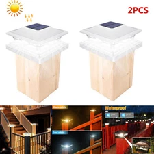2Pcs Solar Post Cap Lights For 4x4 6x6 Outdoor Waterproof LED Deck Fence Light.