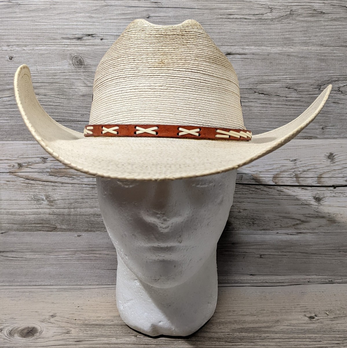Sahuayo Palm Straw Cowboy Hat Shell Bead Band Size 7 1/8 Handwoven Sahuayo Palm Straw Cowboy Hat: Women main image 2