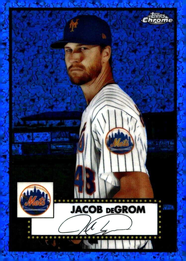 2021 Topps Chrome Platinum Anniversary Jacob DeGrom Blue Mini Diamond #/199