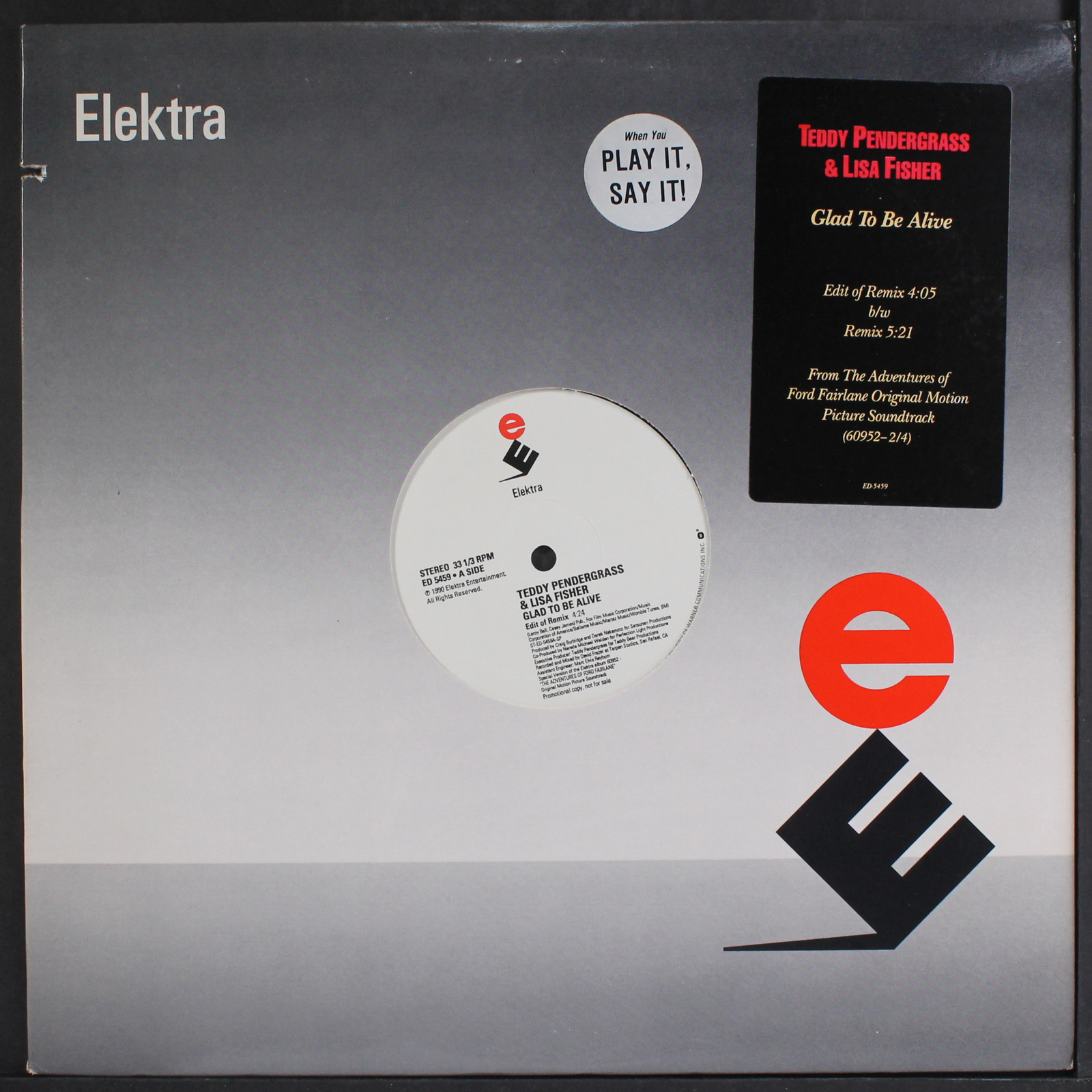 TEDDY PENDERGRAS & LISA FISHER: glad to be alive / short ELEKTRA 12" Single