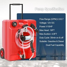 12.5 Gallon Portable Fuel Caddy Tank with 12V DC Electric Fuel Oil Transfer Pump