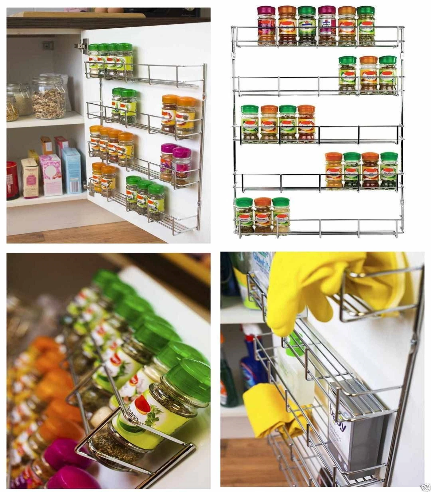 Spice Herb Jar Rack Holder For Kitchen Door Cupboard Storage Wall 3 4 & 5 Tiers
Opens in a new windo