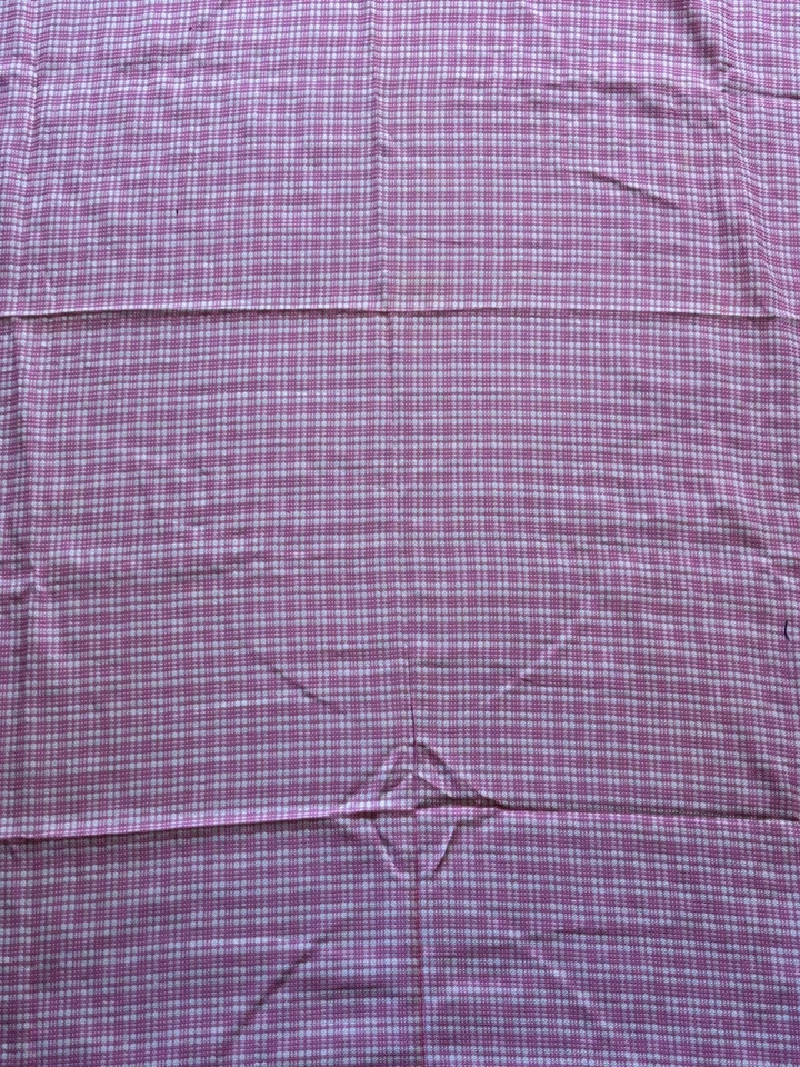 Vintage 60s 70s Thin Pink White Tweed Plaid Woven Cotton Fabric Remnant 44x62 - Image 4 of 4