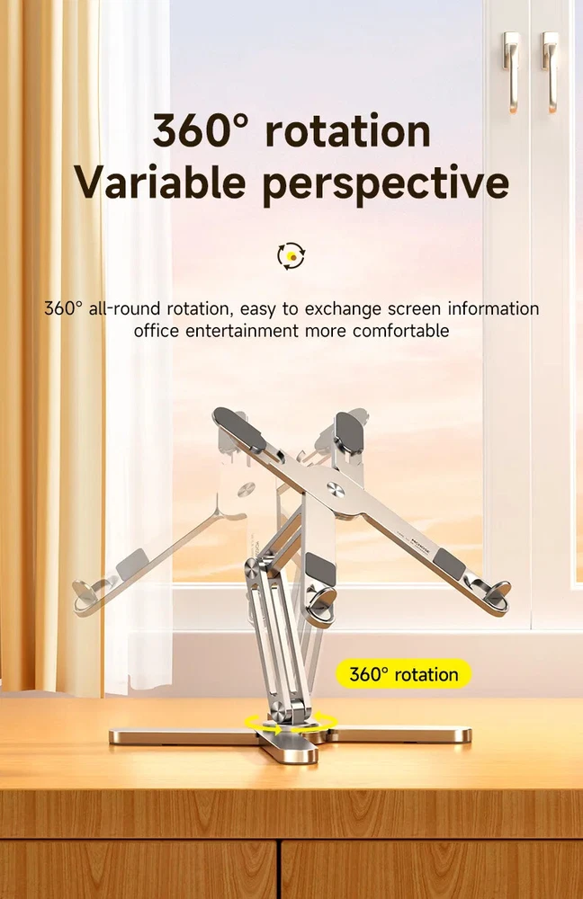 360° Rotating Laptop Stand with Heat Dissipation - Foldable Holder