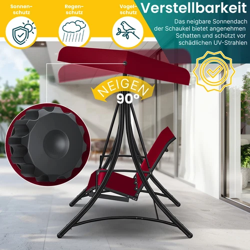 KESSER® Hollywoodschaukel Gartenschaukel mit Sonnendach 3er Schaukelbank 300kg - Bild 16 von 41