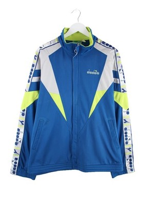 Diadora 80s Vintage Tape Track Jacket Blue L Mens