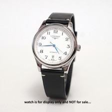 Vintage Stitching Genuine 20mm Black Leather Watch Strap For Longines Watches