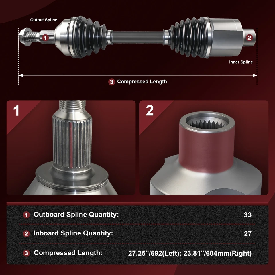 Conjunto de eje delantero CV para Buick Enclave 2008-2017 2007-2010 Saturn Outlook Foto 3 de 4
