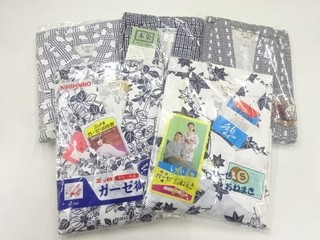 44022# JAPANESE KIMONO / UNUSED NIGHTWEAR (FOR MATERIAL) / SET OF 5