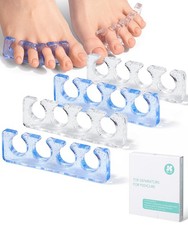 Dr. JK- Gel Toe Separators for Pedicure, 2 Pairs, Blue & Clear, & Clear 
