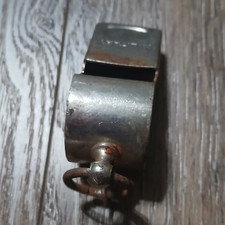 Vintage Metal Whistle Keychain w/ Keyring Loop Marked MILITARY Made in USA