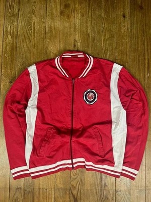 Vintage Levi s Baseball Open League Zip Up Jacke Rot Weiß Xl 100% Baumwolle