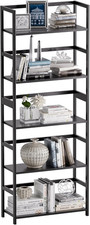 5-Tier Bamboo Wood Ladder Bookshelf, Tall Display Storage Shelf, Large Bookcase