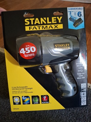 #ad Stanley Fatmax Submersible WATERPROOF 450 Lum. Spotlight USB Cable 7 Hour WPLEDS $37.69