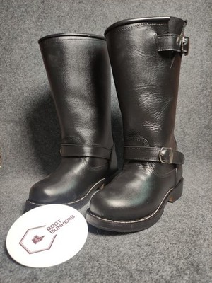 Handmade men's Engineer Boots Motorcycle Boots. Black Leather And Vintage Boots