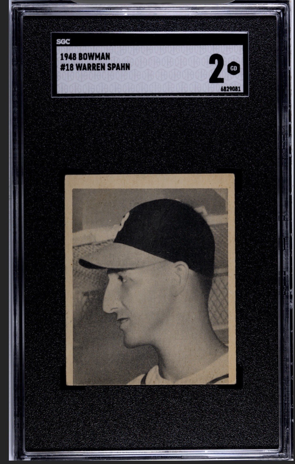 1948 Bowman Baseball Warren Spahn Rookie RC #18 SGC 2