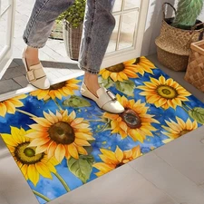Sunflower Watercolor Indoor Doormat Non-Woven Fabrics Non Slip Floor Mat 17x2...