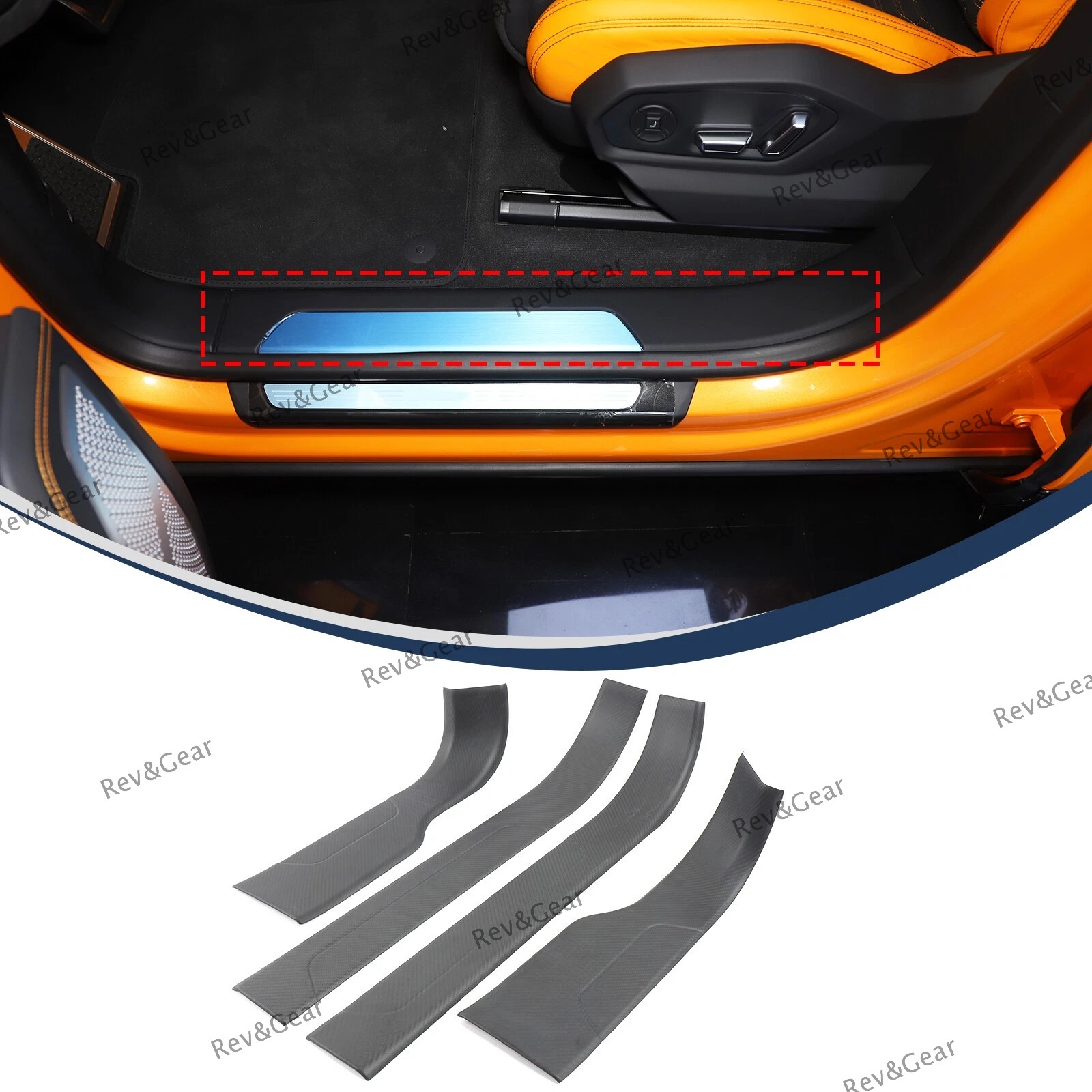 Matte Carbon Door Sill Inner Guard Plate Panel Cover For LAMBORGHINI URUS 18-25