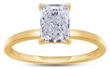 Lab Grown 2.07 Ct Radiant Cut FG / VS CVD Diamond Ring Solitaire 14k Yellow Gold
